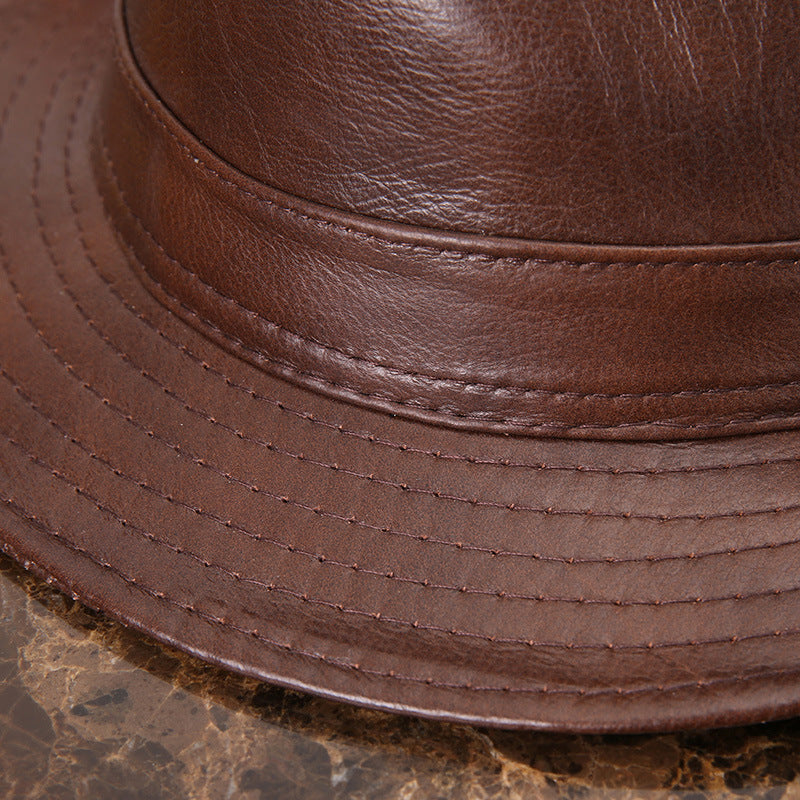 Cowhide Wide Brim Hat – Unisex Street Style