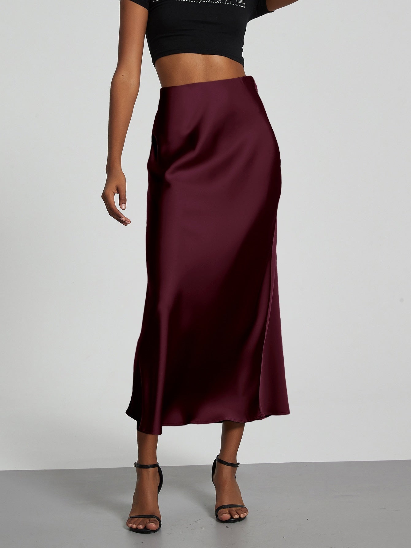 Women's Chic Slim Fit Satin Maxi Skirt
