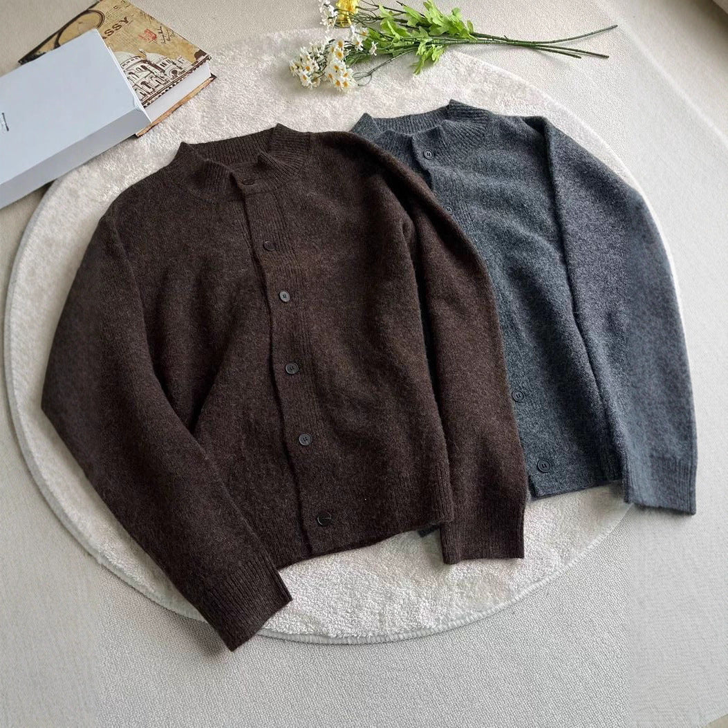 Vintage Zipper Rib Knitted Cardigan Jacket