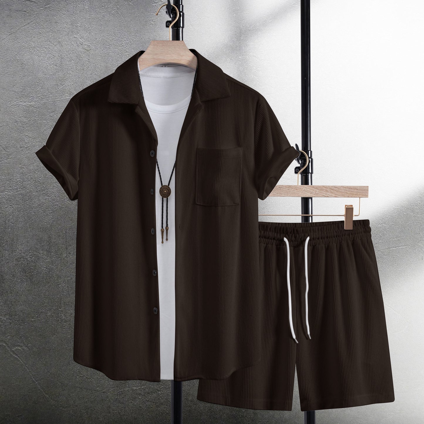 Summer Men’s Casual Shirt & Beach Pants 2-Piece Set
