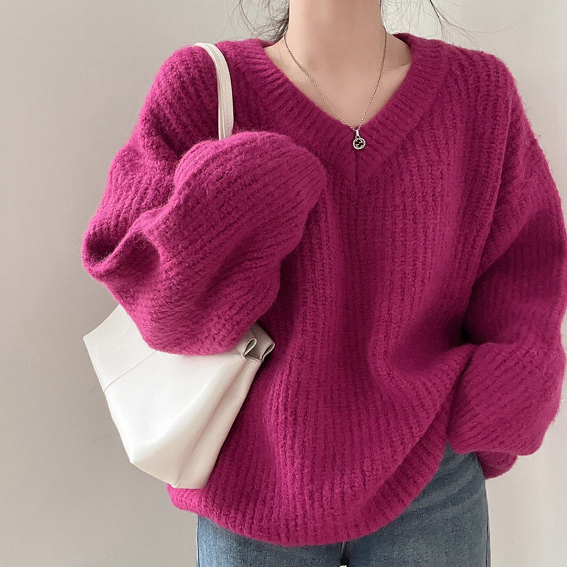 Loose Long-Sleeve Knitted Pullover – Oversized Fit