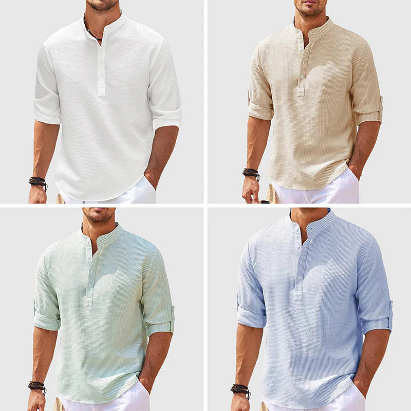 Men’s Casual Long Sleeve Stand Collar Shirt