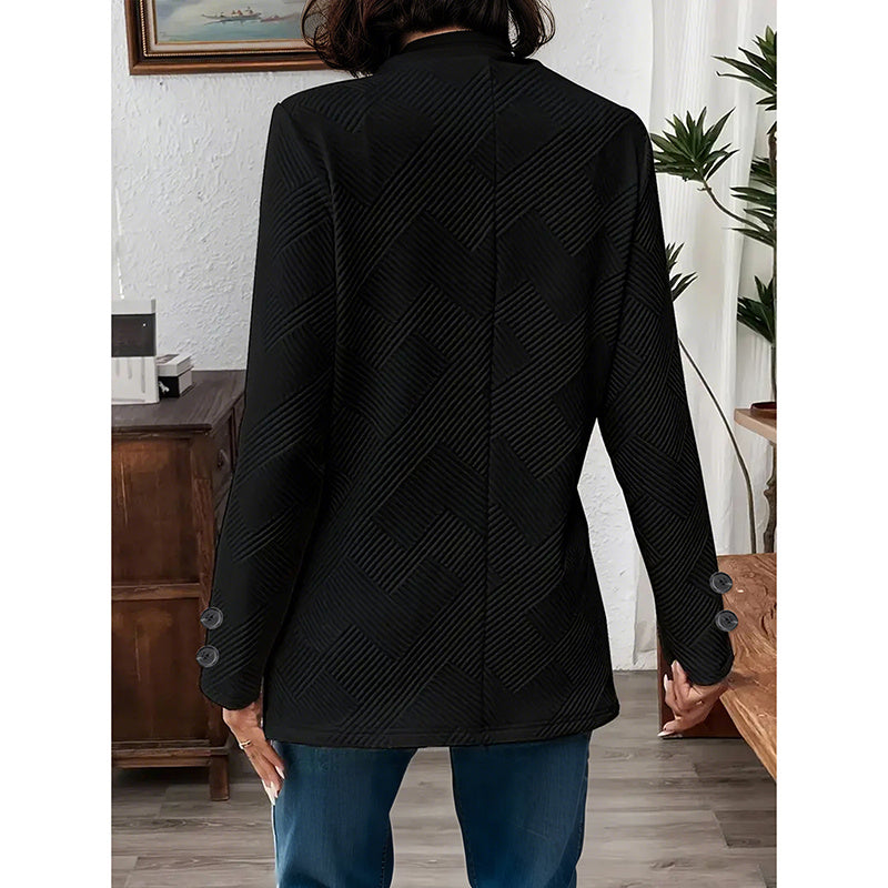 Women's Open Front Cardigan Coat – Business Casual Blazer Jacket with Notch Collar