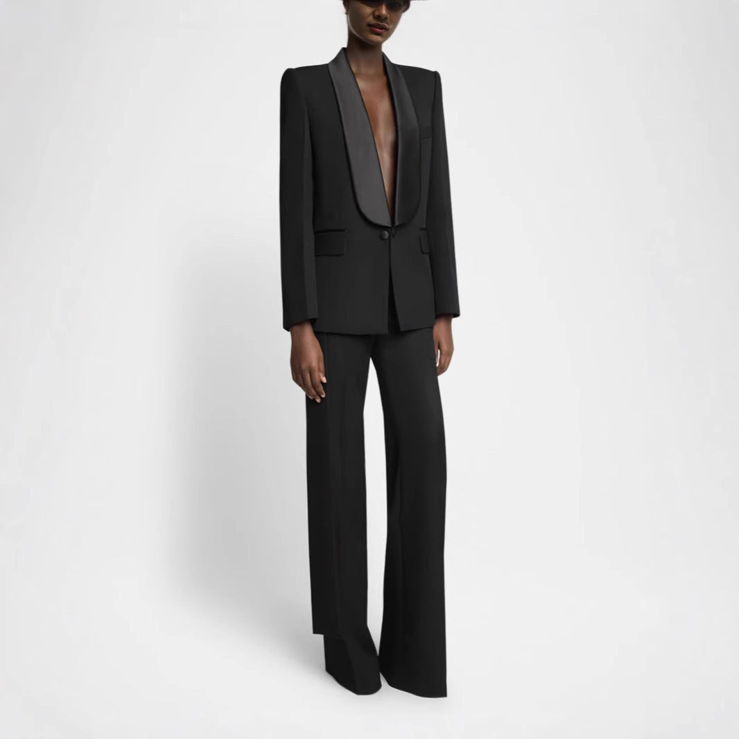 Business Temperament Capable Slim-fit Green Collar Suit Coat