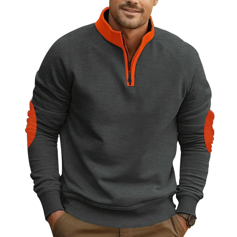 Men’s Half-Zip Pullover Jacket – Stand Collar, Casual Coat