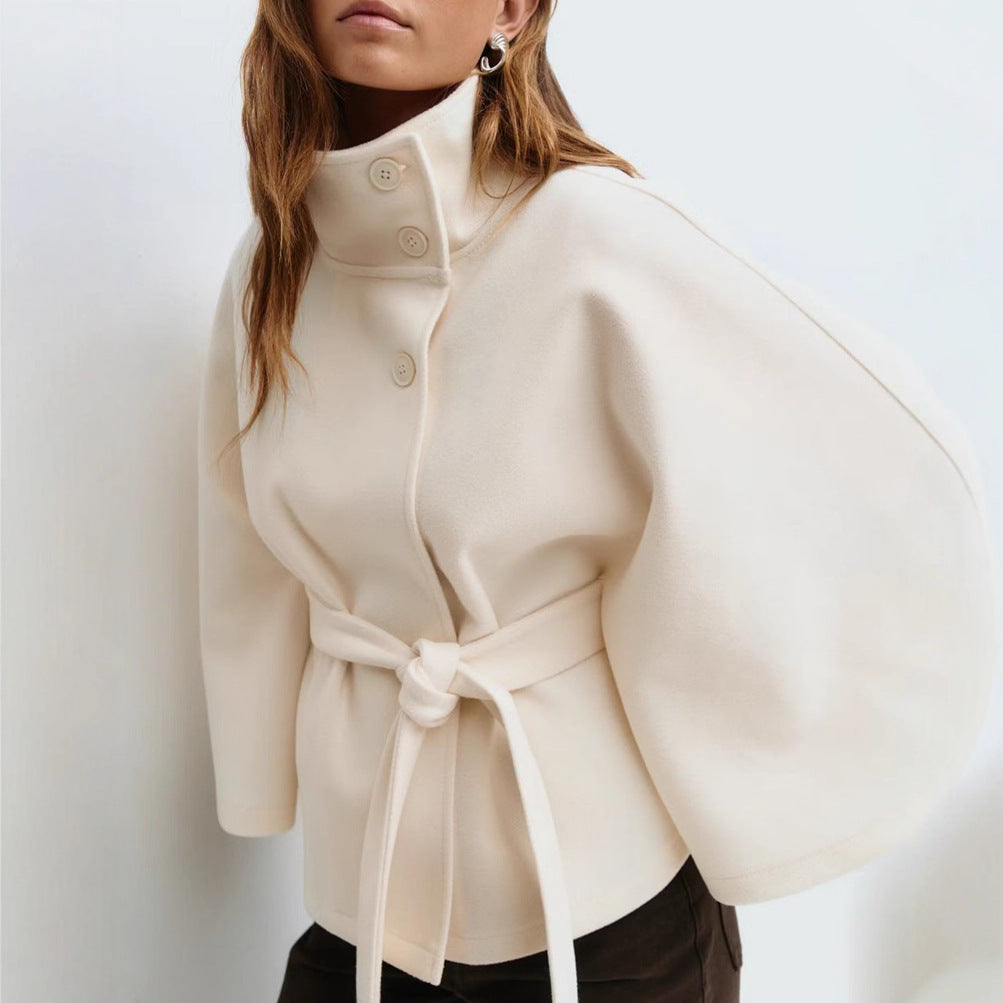 Women’s Winter High-Neck Belted Batwing Coat
