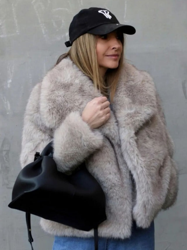 Winter Plush Coat – Warm Thicken Fluffy Lapel Jacket