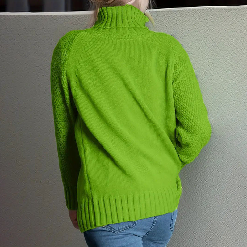 Loose Fit Mock Turtleneck Sweater for Women – 2025 Fall Trend Knit Pullover