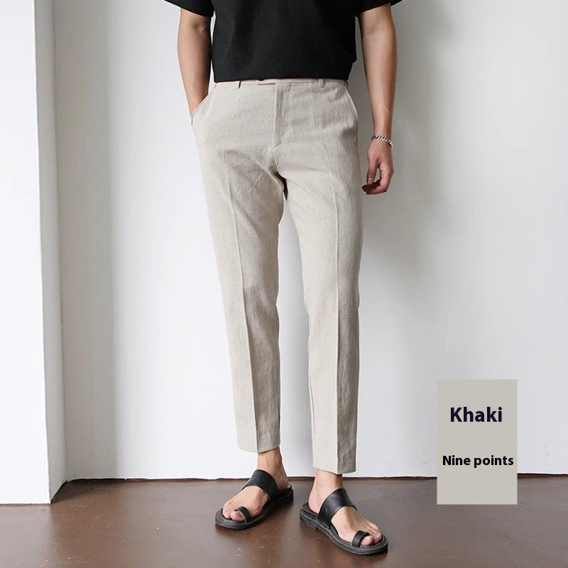 Men’s Cotton-Linen Cropped Trousers