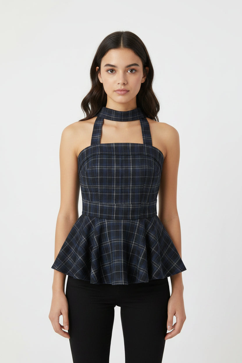 Women’s Retro Plaid Chenille Tube Top