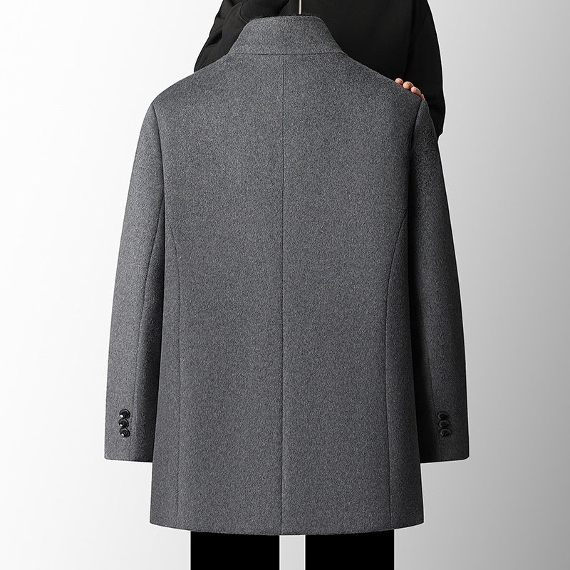 Men’s Wool Overcoat Thickened with Detachable Polyester Liner
