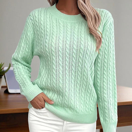 Trendy Women's Long Sleeve Crewneck Sweater – Fall 2025 Style