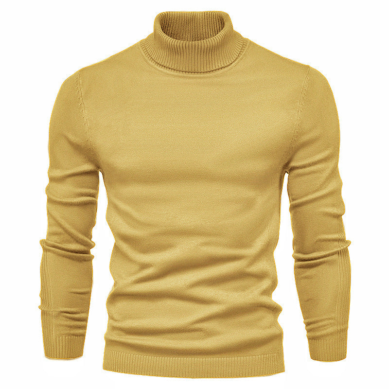 Men’s Solid Color Slim Fit Turtleneck Sweater – Winter Casual Top