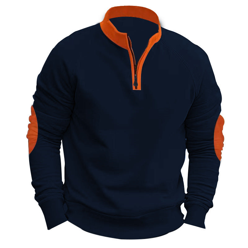 Men’s Half-Zip Pullover Jacket – Stand Collar, Casual Coat