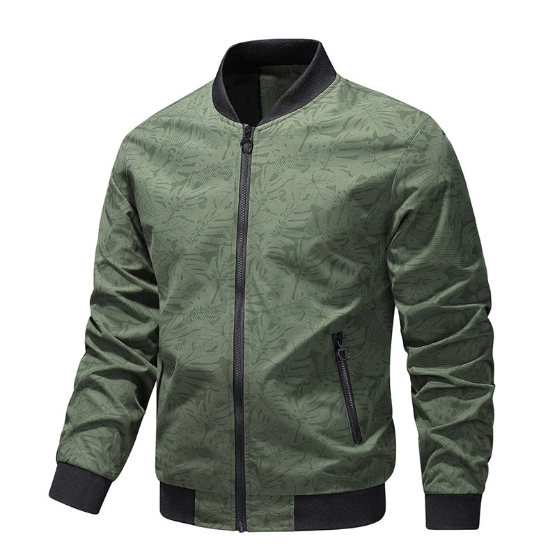 Men’s Spring/Autumn Floral Jacket – Zipper Pocket Casual Coat