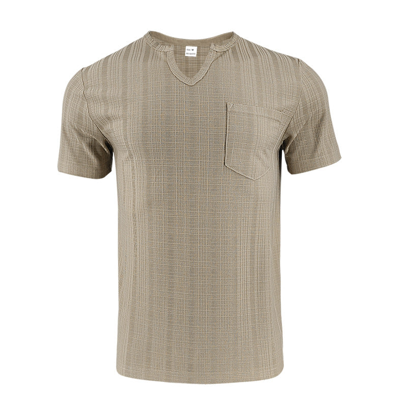 Men's Bamboo Linen V-Neck Short Sleeve Shirt