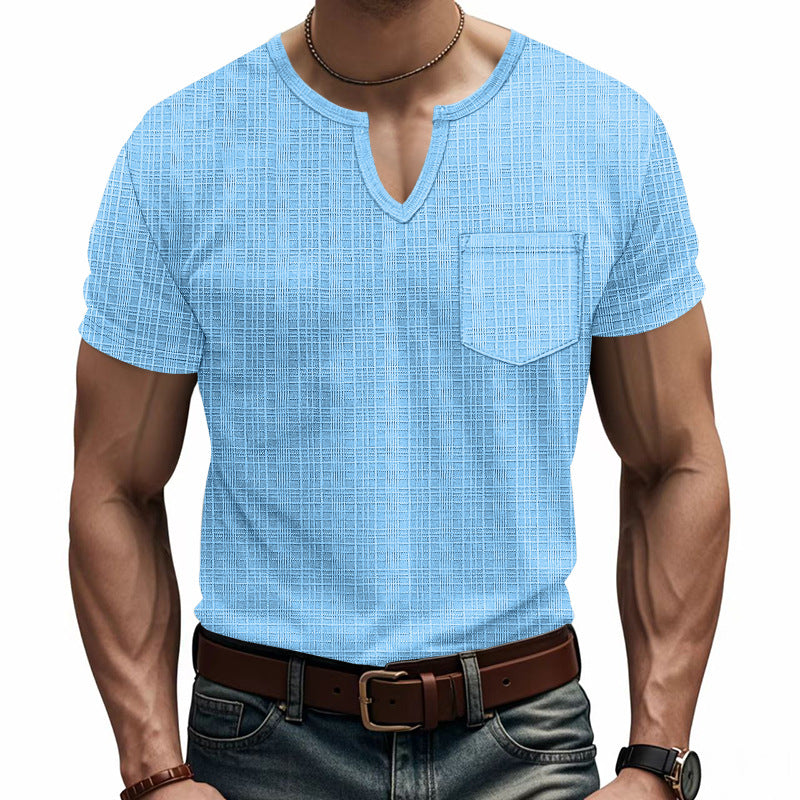 Men's Bamboo Linen V-Neck Short Sleeve Shirt
