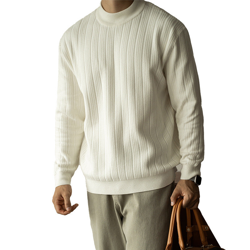 alf Turtleneck Stripe Knit Sweater – Slim Fit Pullover for Men
