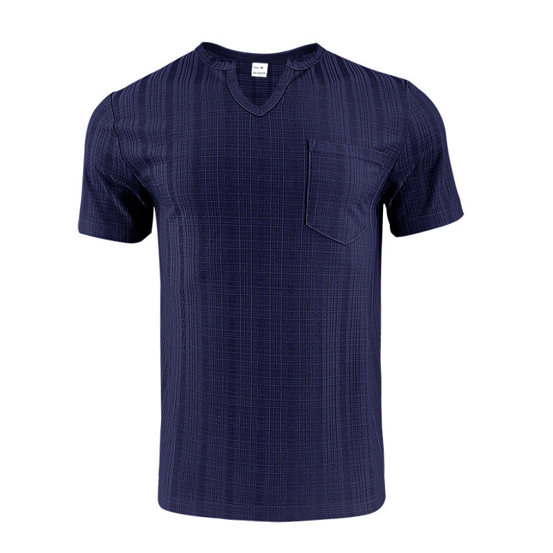 Men's Bamboo Linen V-Neck Short Sleeve Shirt