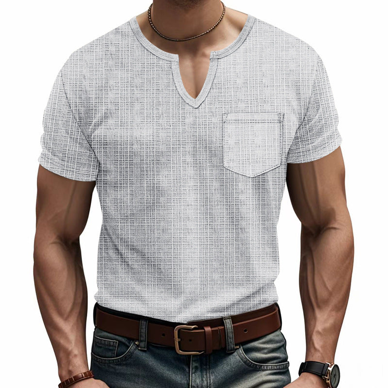 Men's Bamboo Linen V-Neck Short Sleeve Shirt