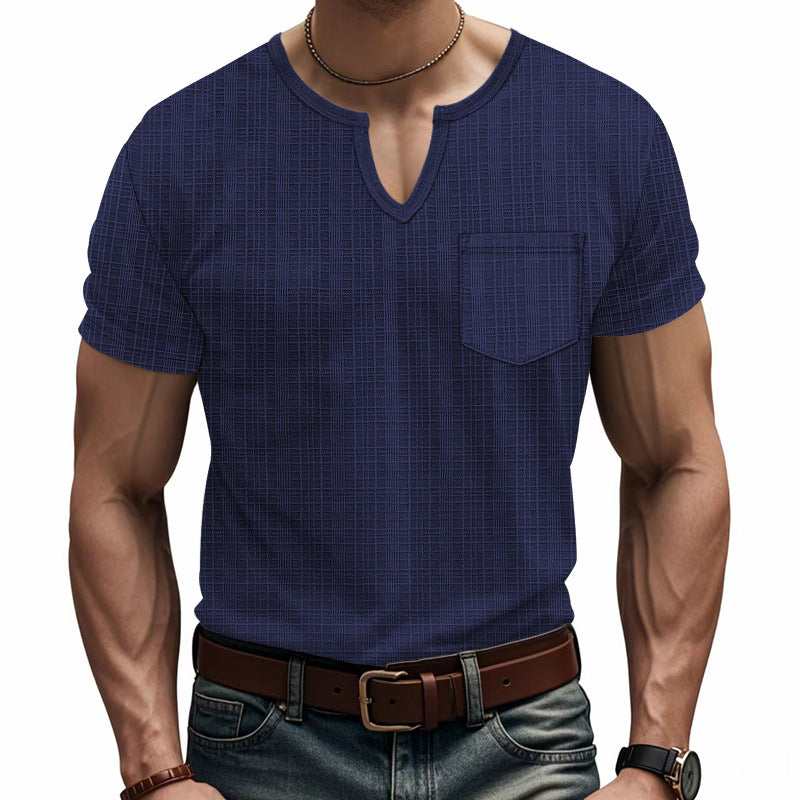 Men's Bamboo Linen V-Neck Short Sleeve Shirt