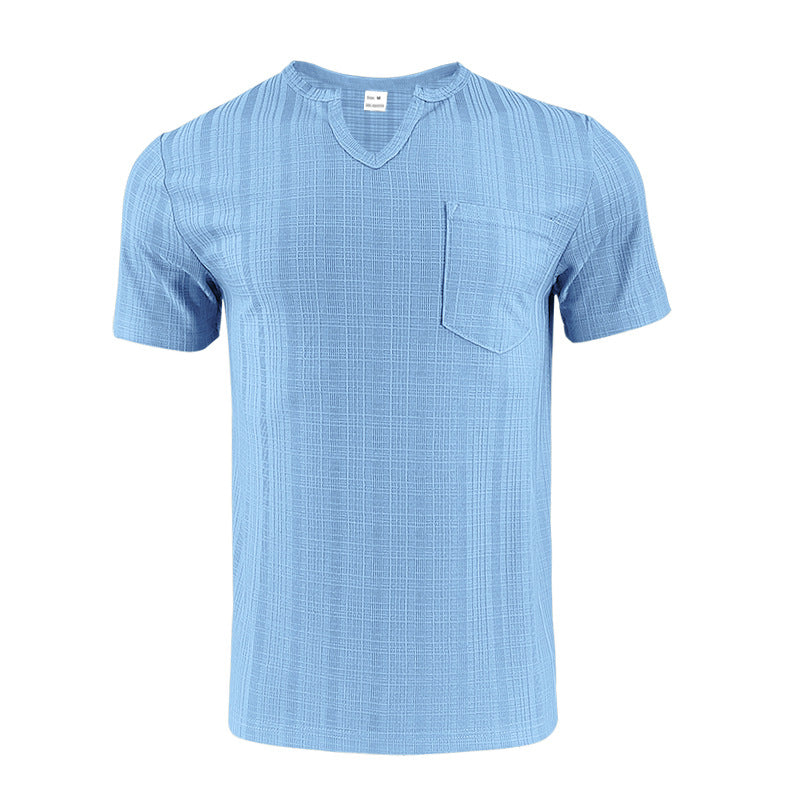 Men's Bamboo Linen V-Neck Short Sleeve Shirt