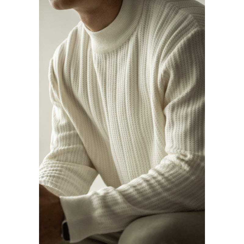 alf Turtleneck Stripe Knit Sweater – Slim Fit Pullover for Men