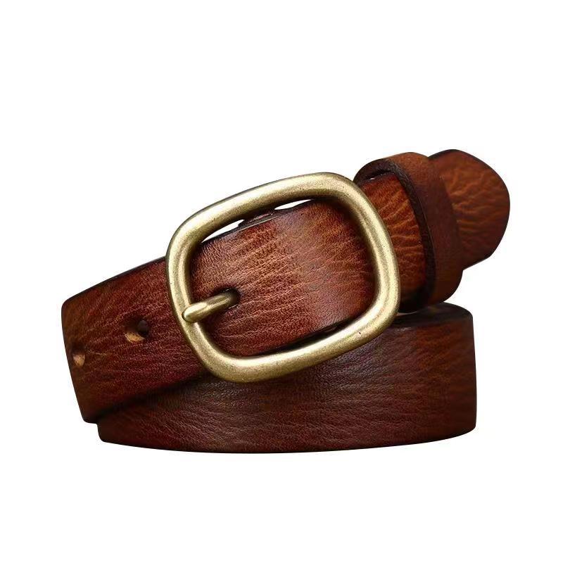 Handmade Vintage Copper Buckle Genuine Leather Belt