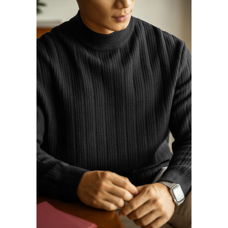 alf Turtleneck Stripe Knit Sweater – Slim Fit Pullover for Men