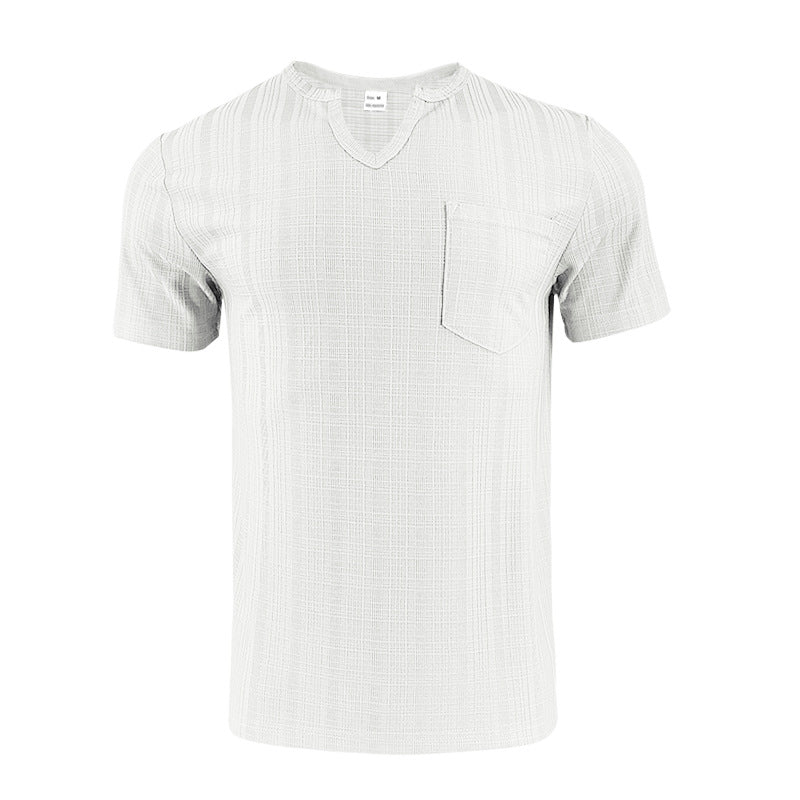 Men's Bamboo Linen V-Neck Short Sleeve Shirt