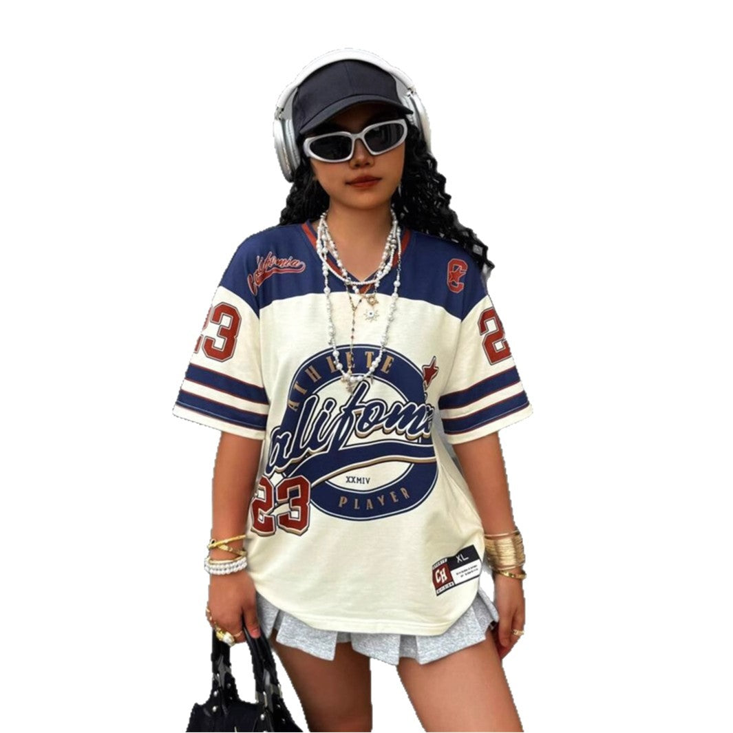 Women's Loose-Fit Printed T-Shirt – Street Style Short Sleeve Top