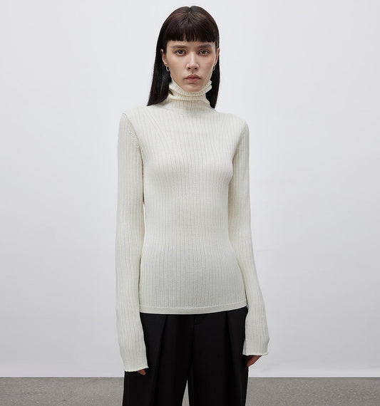 "Moonlight Essence" Wool Pile Collar Slim Fit Knitted Sweater – Washable
