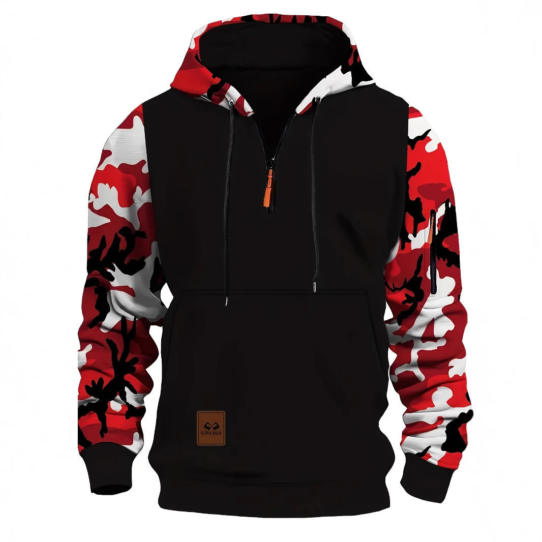 Men’s Camouflage Hooded Zipper Sweater – Vintage Streetwear