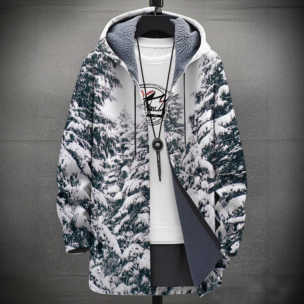 Digital Printing Plus Velvet Men’s Casual Jacket – Stylish & Comfortable Outerwear