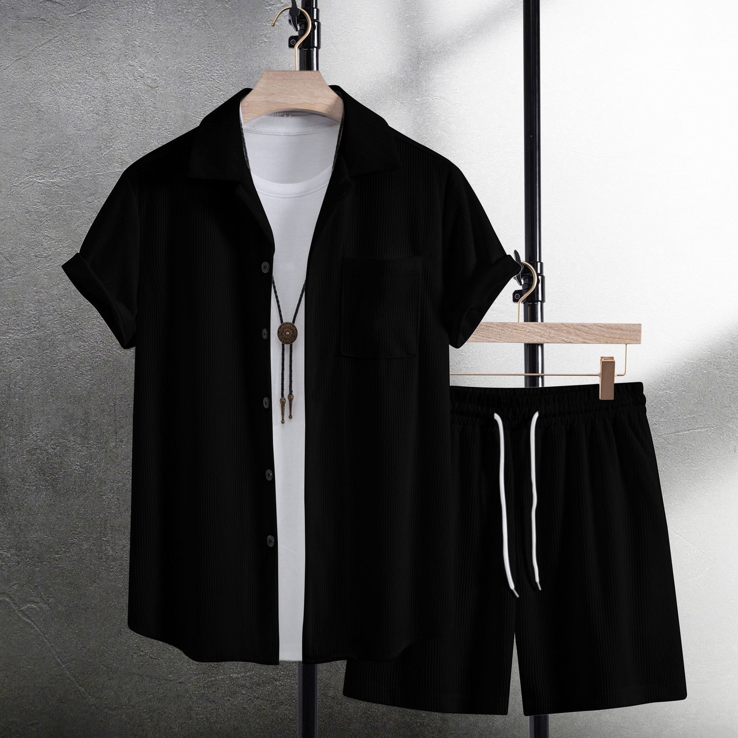Summer Men’s Casual Shirt & Beach Pants 2-Piece Set