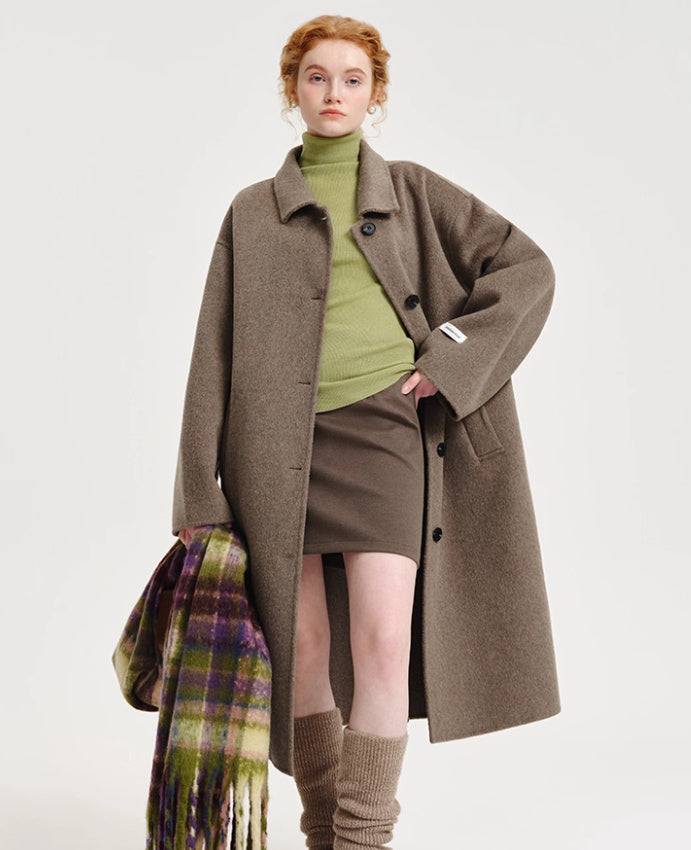 Double-sided Cashmere Lapel Wide Woolen Coat