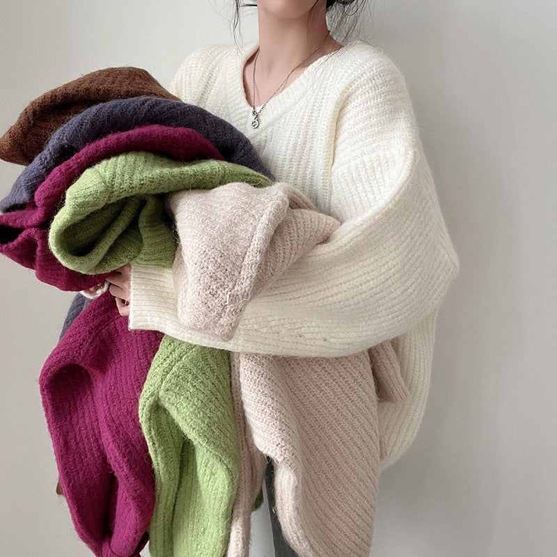 Loose Long-Sleeve Knitted Pullover – Oversized Fit