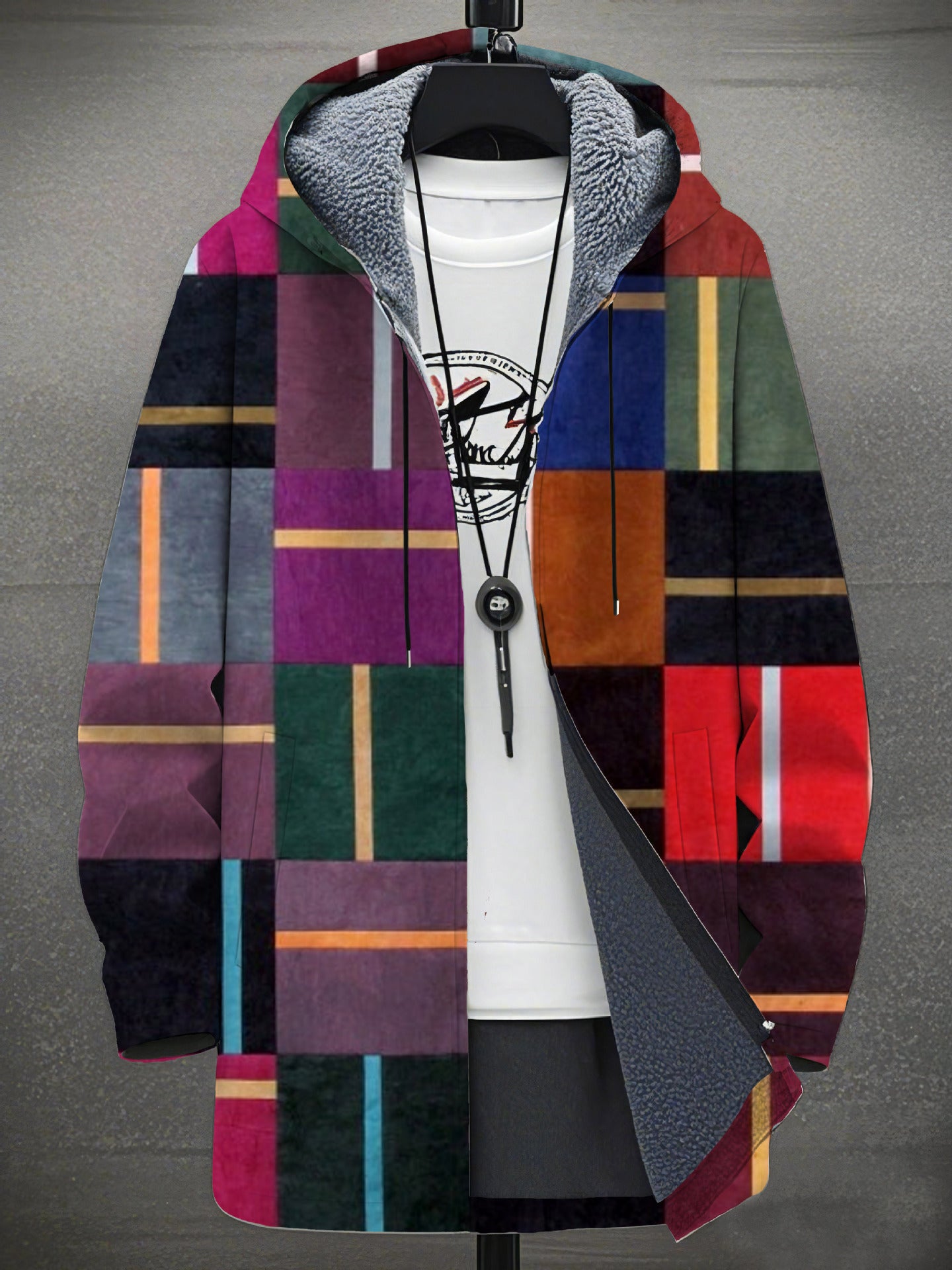 Digital Printing Plus Velvet Men’s Casual Jacket – Stylish & Comfortable Outerwear