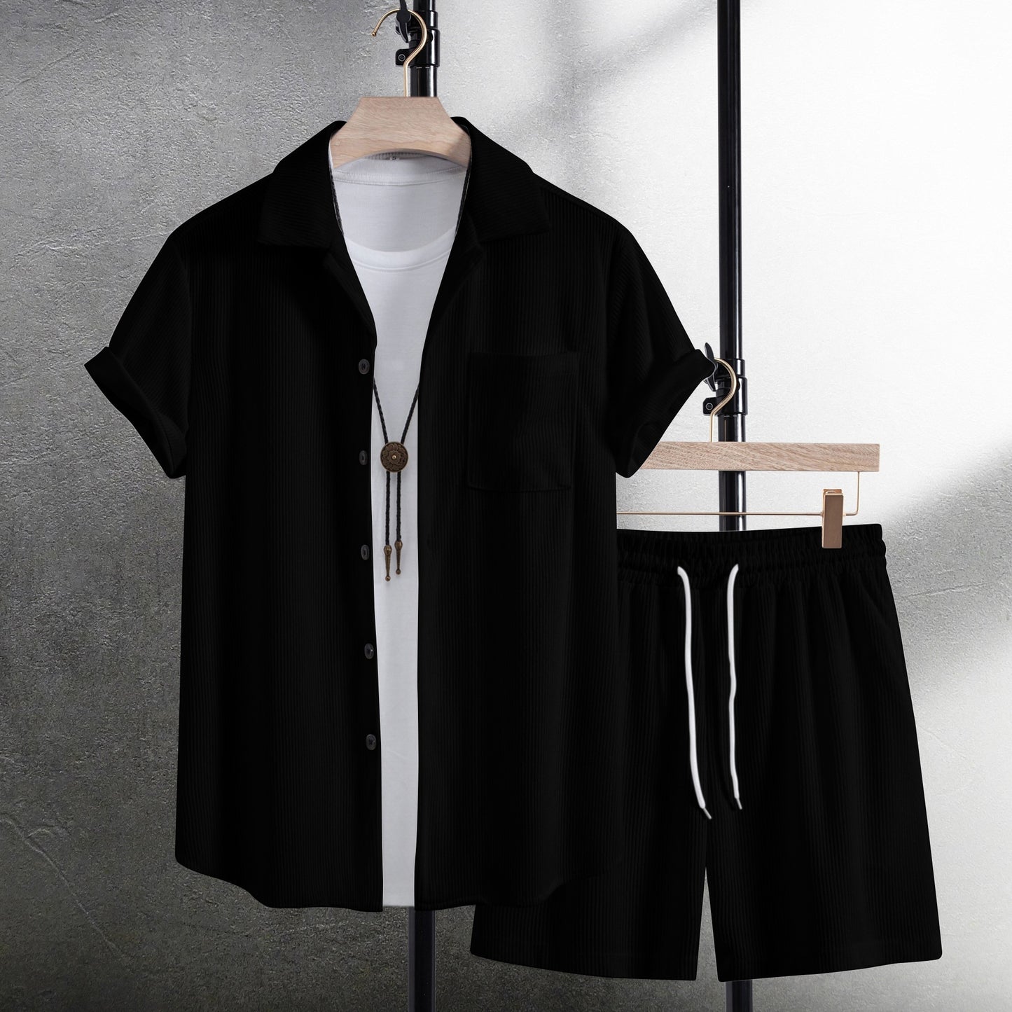 Summer Men’s Casual Shirt & Beach Pants 2-Piece Set