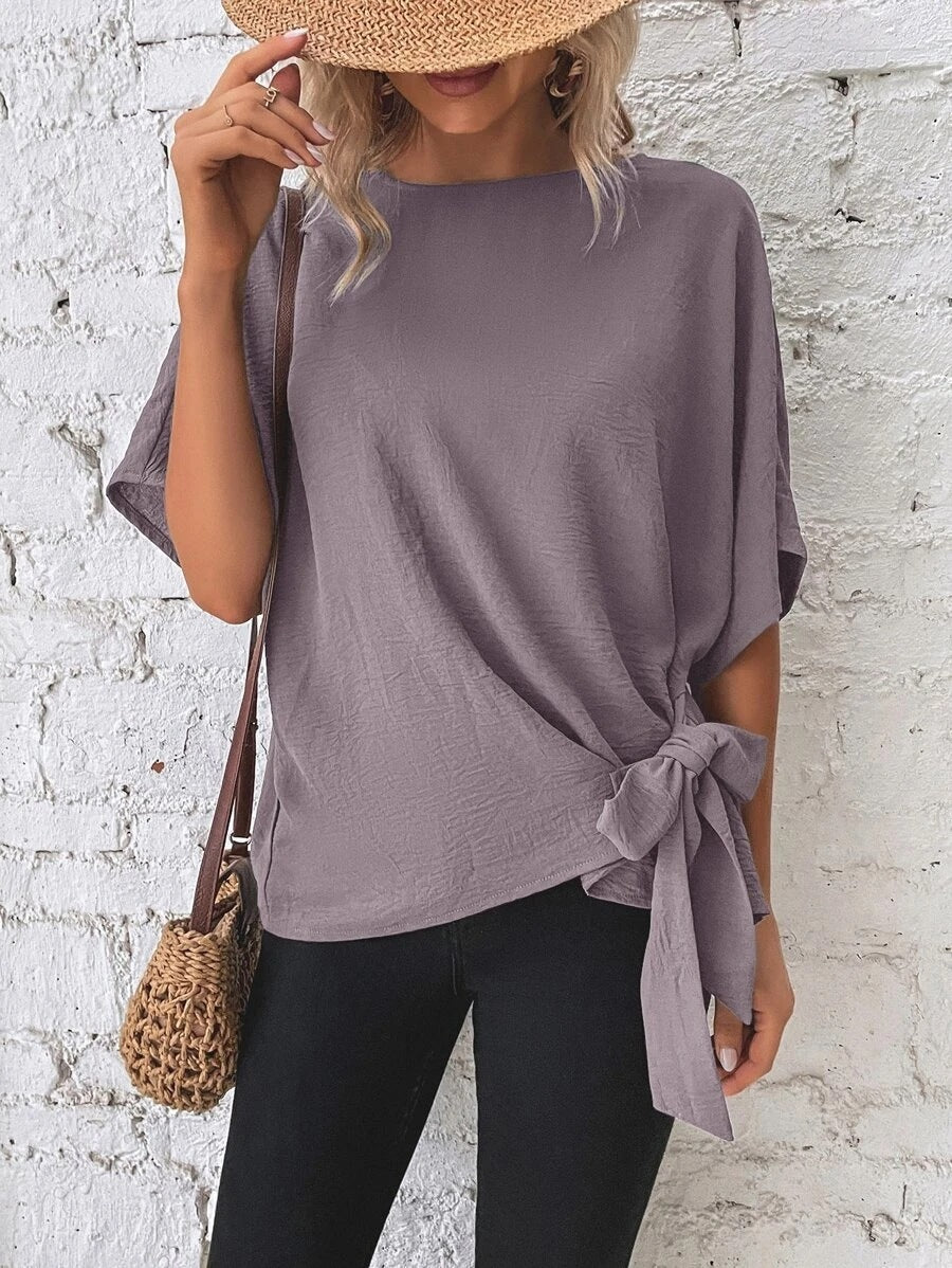 Women's Solid Color Batwing Sleeve Loose Top