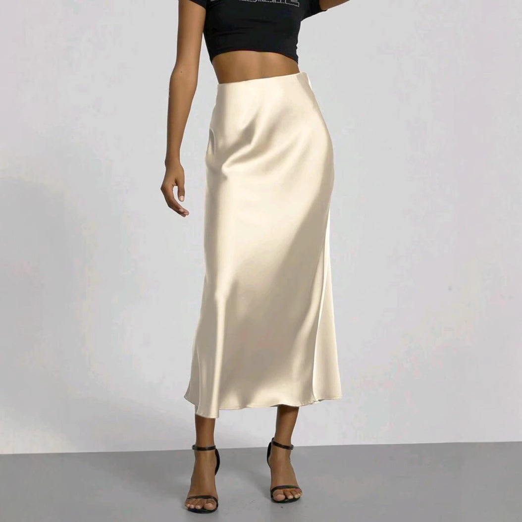 Women's Chic Slim Fit Satin Maxi Skirt