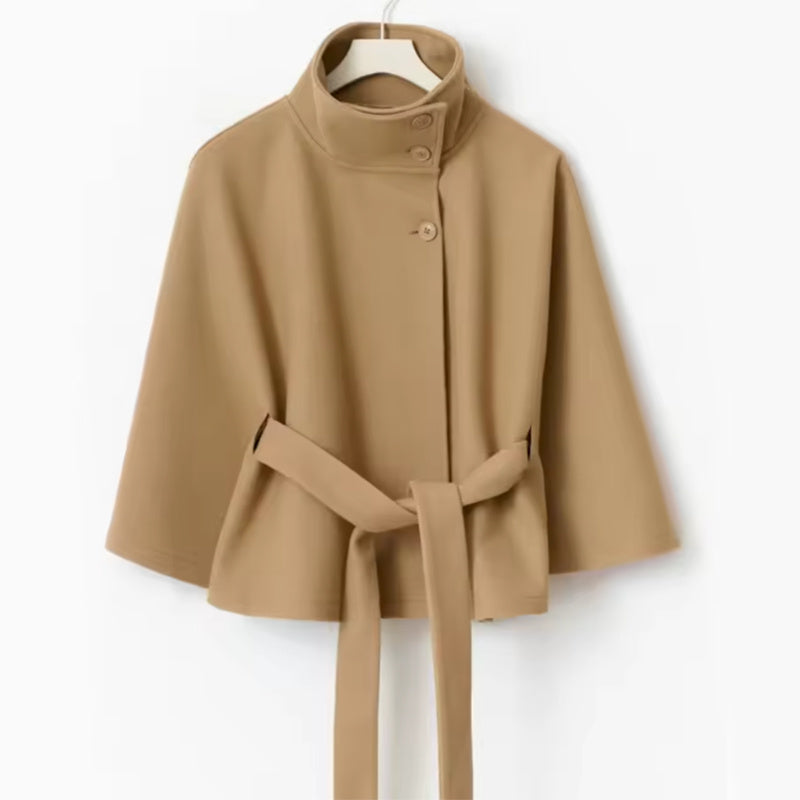Women’s Winter High-Neck Belted Batwing Coat