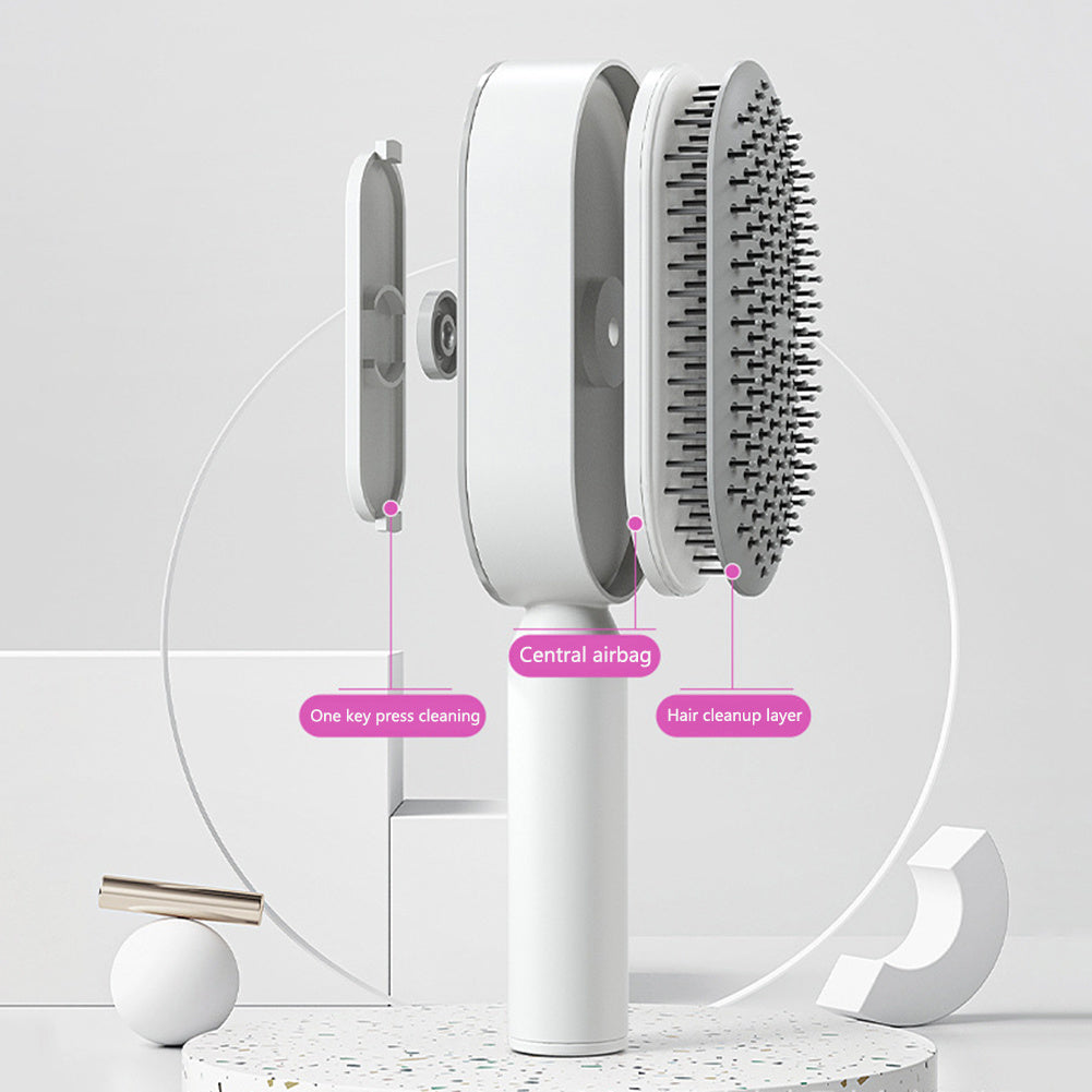 Self-Cleaning Hair Brush – One-Key Cleaning, Anti-Static Scalp Massage Comb for Women