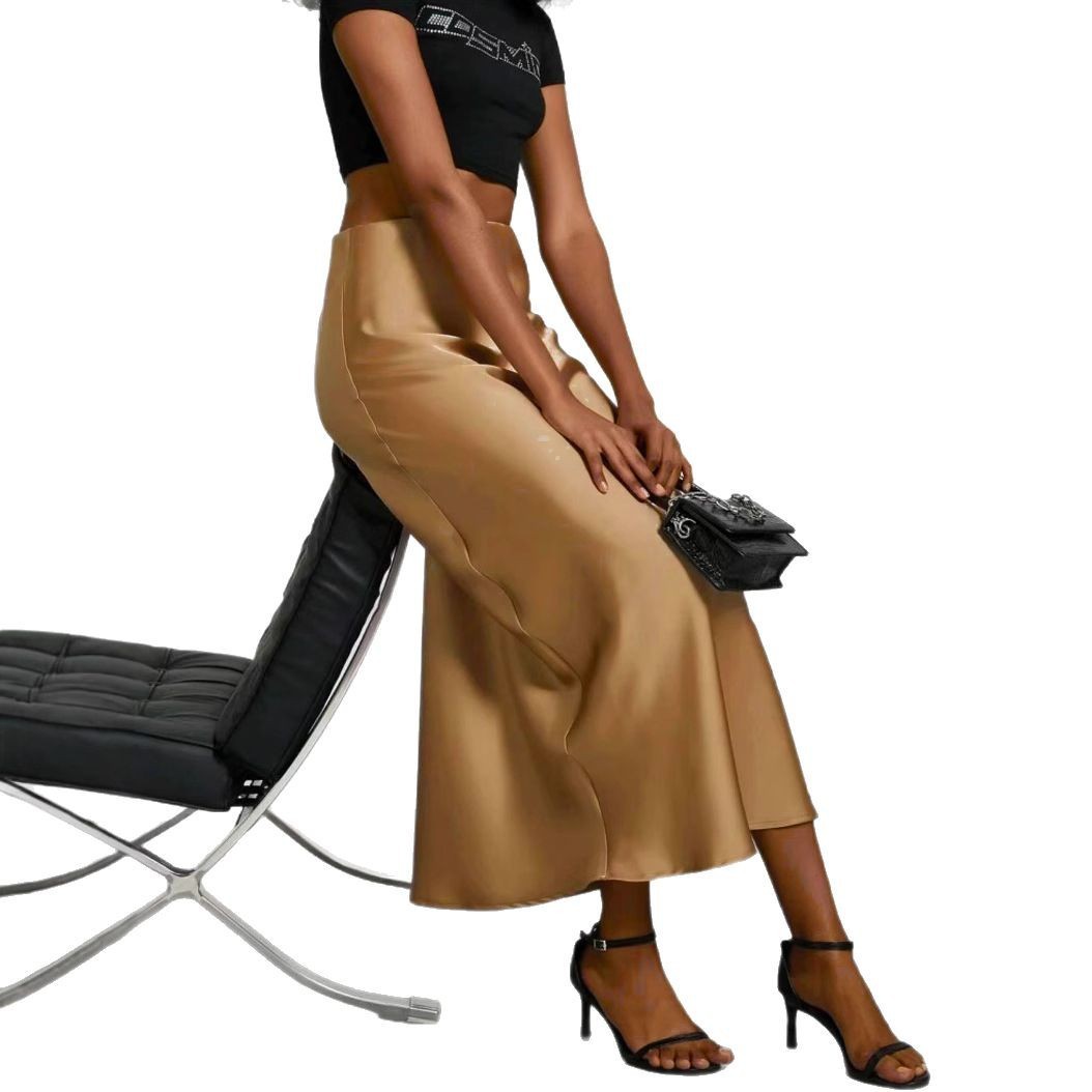 Women's Chic Slim Fit Satin Maxi Skirt