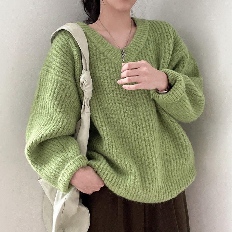 Loose Long-Sleeve Knitted Pullover – Oversized Fit