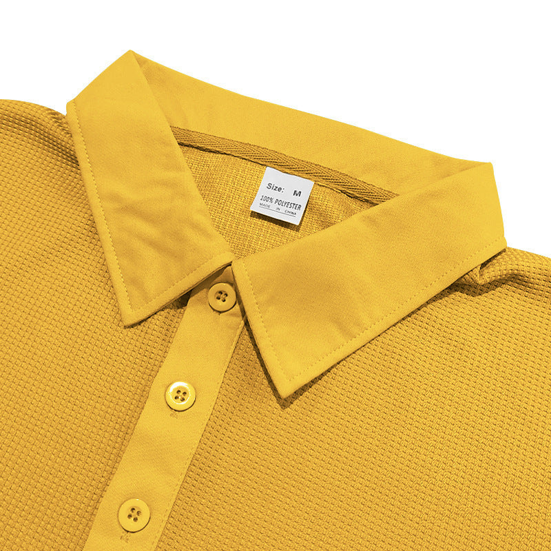 Men’s Waffle Knit Short Sleeve Polo Shirt – Casual Summer Lapel Top