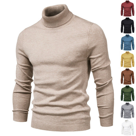 Men’s Solid Color Slim Fit Turtleneck Sweater – Winter Casual Top