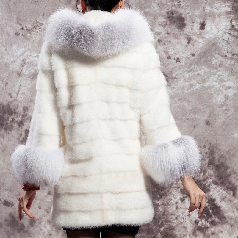 Rabbit Fur-Inspired Cashmere Medium-Length Coat – Women’s Long-Sleeved Outerwear