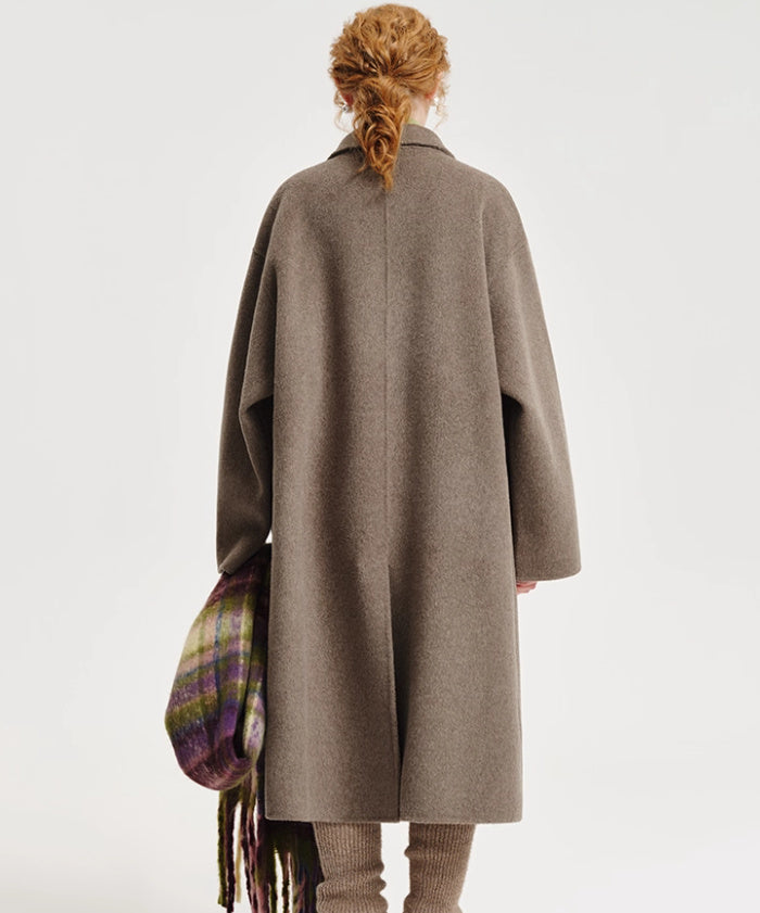 Double-sided Cashmere Lapel Wide Woolen Coat