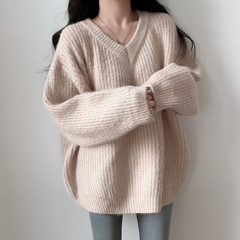 Loose Long-Sleeve Knitted Pullover – Oversized Fit